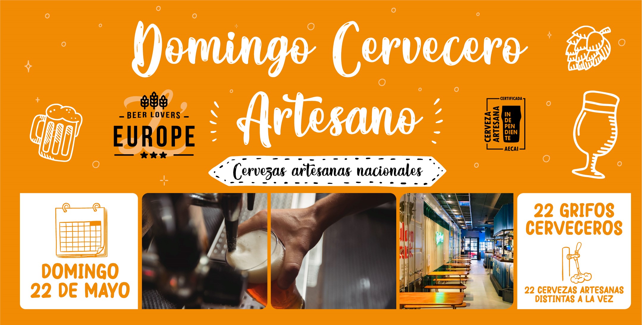 22 grifos para 22 cervezas artesanas en la jornada del ‘Domingo Cervecero Artesano’ organizado por L’ Europe y AECAI